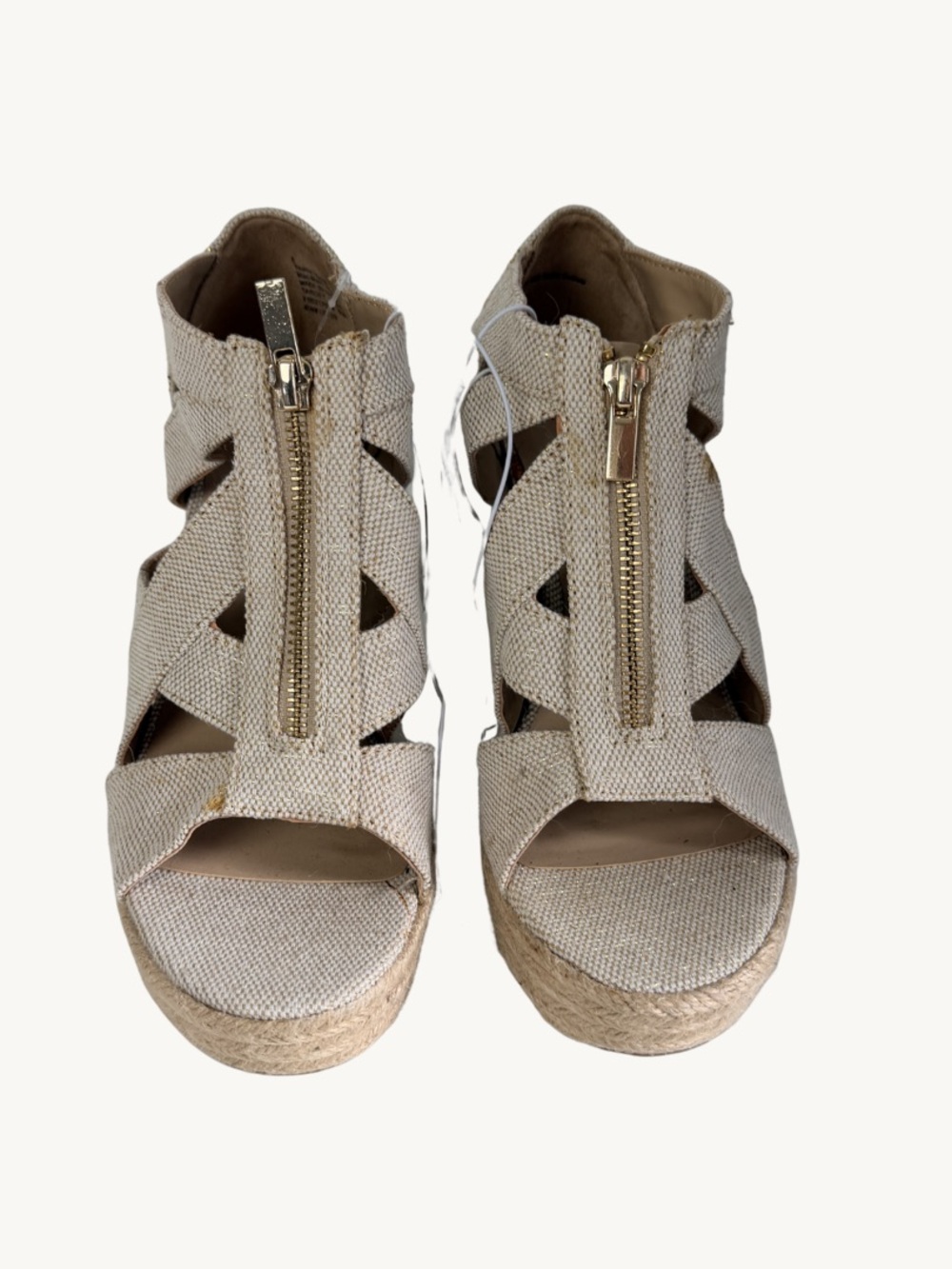 A New Day Beige Espadrille Wedge Sandals Size 6 Zip Front NWT